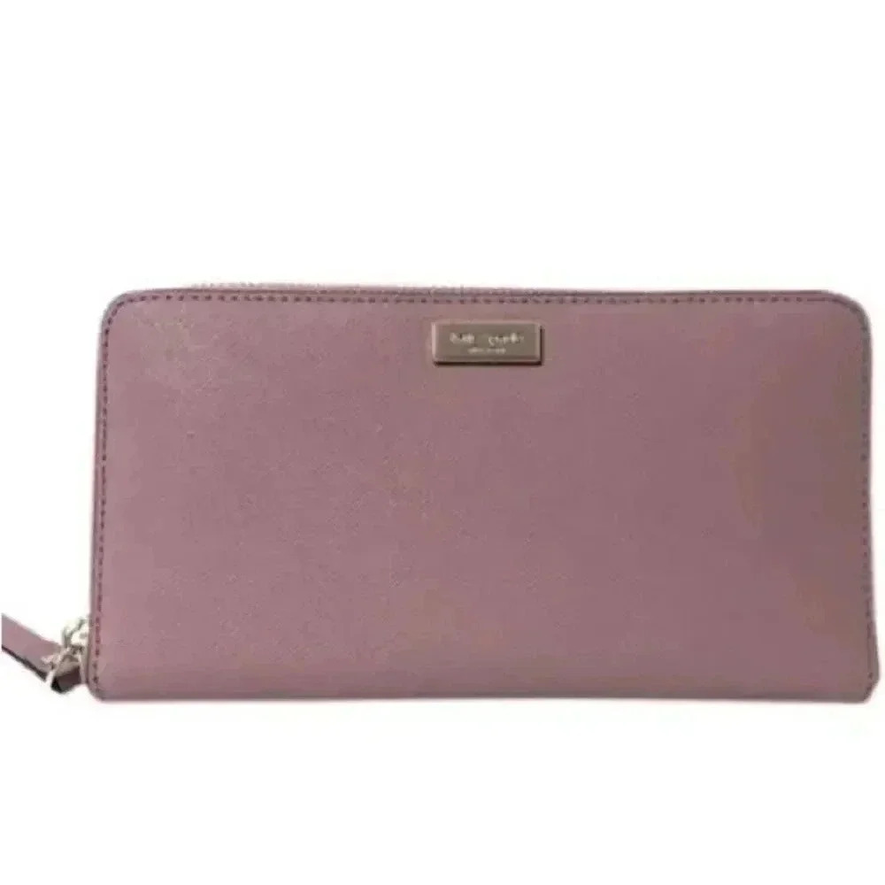 Kate Spade Laurel Way Neda Saffiano Leather Large Zip Around Wallet -Dusty Peony